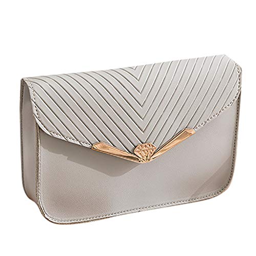 HULKAY New Upgrade Classic Matte PU Leather Small Messenger Purse Bag Cell Phone Wallet Case Handbag with Shoulder Strap(Gray)