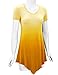LL WT1051 Womens V Neck Short Sleeve Ombre Tunic Top L YELLOW