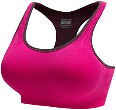 Women's Comfort Full-Support Fitness Sport Bra Underwear no rims(M, rose red)