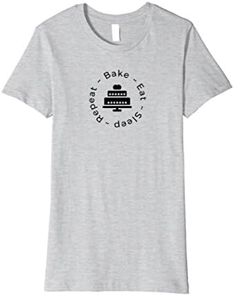 Womens Bake, Eat, Sleep, Repeat Women's Foodie T-Shirt Small Heather Grey