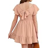 DOKOTOO KIDS Girls Elegant Ruffle Back Tie Dress Size 4-15 Years Old