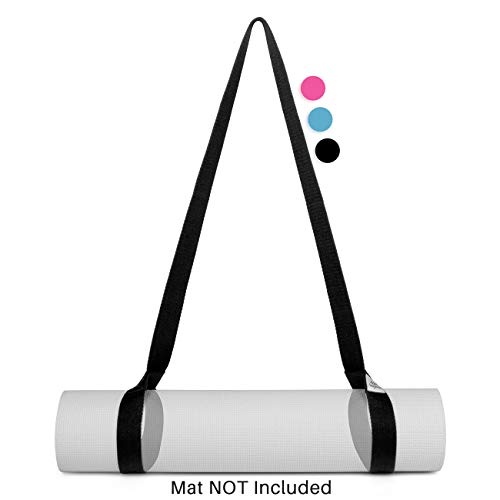 AquiLegend Yoga Mat Strap for Carrying, Adjustable Mat Holder Carrier Sling- Thick, Durable and Comfy Delicate Texture Stretching Carry Straps 66″ & 85″ [Mat NOT Included] (Midnight Black, 66 inches)