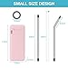 CHARMINER Collapsible Straw Reusable Stainless Steel, Folding Drinking Straws Food-Grade Portable Set Stainless Steel Case with Cleaning Brush Keychain Hole,for Household,Outdoor pink