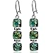 Light Blue Green Amber Sterling Silver Square Earrings