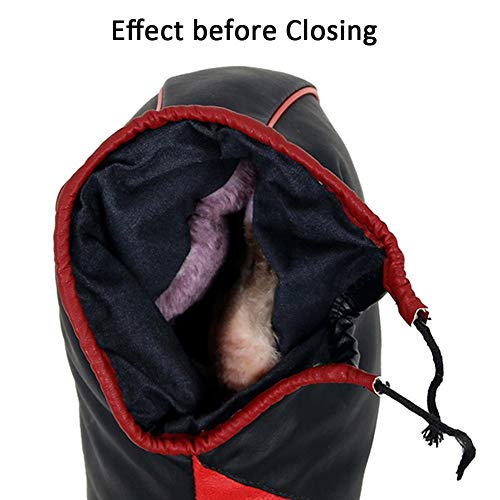 Ya-tube Motorcycle Grip Handlebar Muff Cold-Proof Pu Leather Windproof Waterproof Thermal Cover Glove Drawstring Closing