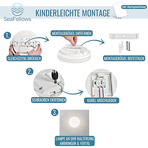 SeaFellows Badezimmer Lampe LED 15W I Warmweiße Feuchtraumleuchte I Spritzwassergeschützt nach IP54 I… – Bild 6