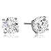 Sterling Silver Stud Earrings Set with Round Cubic Zirconias and Matching Backings, 6mm By Regetta Jewelry