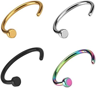 4 pieces Mix Colors Stainless Steel 9.5 mm Body Jewelry Piercing Nose Ring Hoop