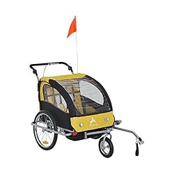 Aosom Elite II 3in1 Double Child Bike Trailer Stroller & Jogger - Yellow
