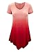 Lock and Love LL WT1051 Womens V Neck Short Sleeve Ombre Tunic Top XXXL Wine