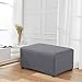 CHUN YI Ottoman Cover Rectangle Foot Stool Slipcovers, Folding Storage Footstool Protector, Soft Stretch Jacquard Fabric with Elastic Bottom (X-Large, Light Grey)