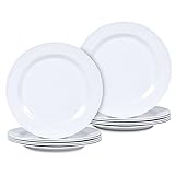 Lechoo White Melamine Dinner Plates, 10inch 12pcs