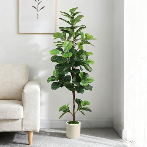 PEPEUNI Árbol Artificial 180CM Planta Artificial Decorativa Hogar, con Maceta Blanca y Musgo Artificial Realista, Ideal para Salones Oficinas Dormitorios