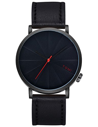 Mens Analog Quartz Watch,POTO Leather Band On Clearance Retro Alloy Dress Wrist Watch Gift Watches with Box RY-362 (Black1)