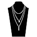 CZCCZC Layered Chocker Necklace Pendant Chain Long Necklace for Women (E-Silver)
