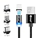 UGI 3 in 1 Magnetic Cable Micro USB Type C Lightning [6.6FT/2.4A] Fast Charging Android USB C Cord for Apple iPhone X 8 7 8 Plus 6 6s 5 se 5s Huawei Samsung Galaxy S4 S5 S6 S7 S8 S9 Plus Edge (Gray)