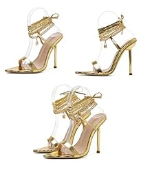 OWEIEYEU Women's Chain Ankle Strap Sandals Pointed