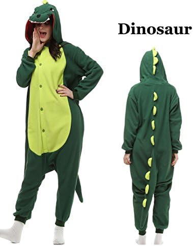 Unisex Dinosaur Onesie One Piece Animal Pajamas Kigurumi Adult Cosplay Costume (M/L, Green)