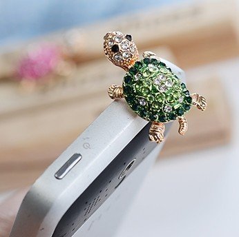 MobilePick® Dust Plug Charm For Girls Cute Crystal Green Turtle Anti Dust Plug Stopper / Ear Cap / Cell Phone Charms for Apple iPhone 6 6 Plus,Iphone 5 5S,iPhone 4 4s ,iPad Mini iPad air ,iPod Touch 5