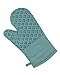 Sticky Toffee Oven Mitt and Pot Holder Set of 3 – Blue Non-Slip Kitchen Hot Pads and Mitts with Silicone Grip, 100% Cotton Shell, Oeko-Tex Cotton