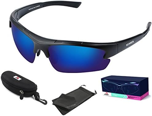AFARER polarized sports sunglasses for mens womens fishing driving running hiking baseball biking cycling sunglasses eyewear black matte blue