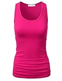 DRESSIS Women's Basic Sleeveless Scoop Neck Racerback Ruched Side Tank Top S-3XL