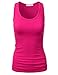 DRESSIS Women's Basic Sleeveless Scoop Neck Racerback Ruched Side Tank Top S-3XL