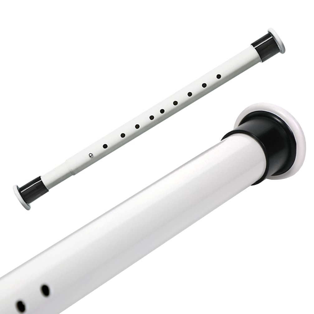 Hershii White Adjustable Shower Curtain Rod Spring Tension Pole Extendable Wardrobe Rail Clothing Hanger Telescopic Bar for Bathroom Closet Window RV Doorway 110-260cm