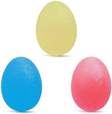 Therapy Grip Balls - Relieves Stresses - Strengthen Your Fingers Palm Forearms Wrist - Hand Squeeze Exerciser - 3 Levels Resistance of Soft Medium Firm - Perfect Strengthening Kit for Work Home Egg