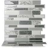 Tic Tac Tiles - Premium Anti-mold Peel and Stick Wall Tile in Polito Gray (10 tiles)