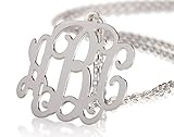 Monogram Necklace Sterling Silver Personalized Name Necklace