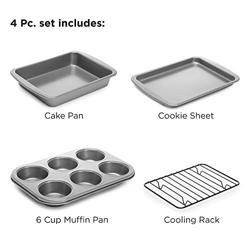 Ecolution Toaster Oven Bakeware 4Piece Set Nonstick Heavy Duty Carbon Steel, 4-Piece, Gray