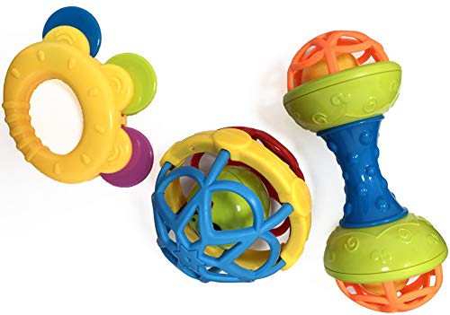 image for Salamandra Kids Interactive Baby Rattles & Teethers 3pcs Gift Set | Gr