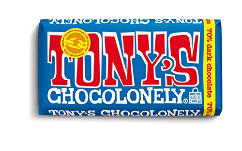 Tony's Chocolonely - 70% Dark Chocolate Bar - Belgium Chocolate, No Artificial Flavoring, Fairtrade & B Corp Certified - 6.35 Oz