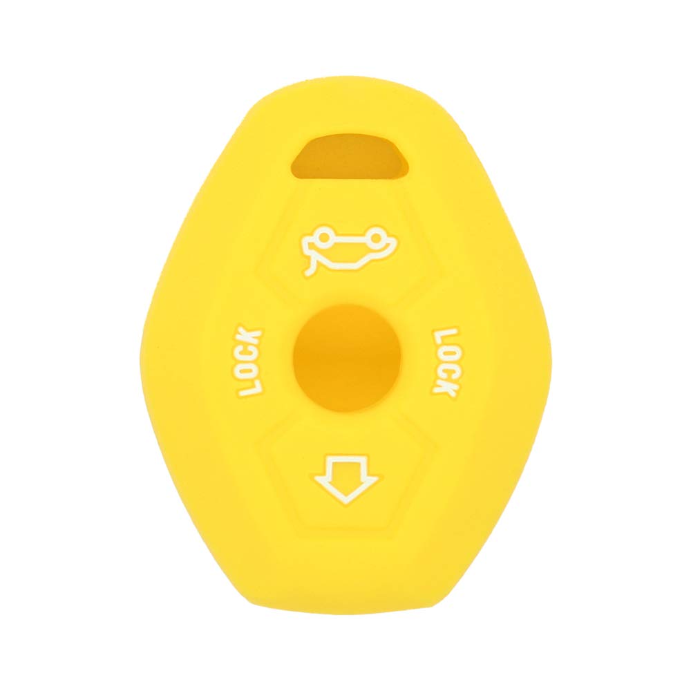 BROVACS Silicone Cover Protector Case Holder Skin Jacket Compatible with BMW 3 Button Remote Key Fob CV4902 Yellow