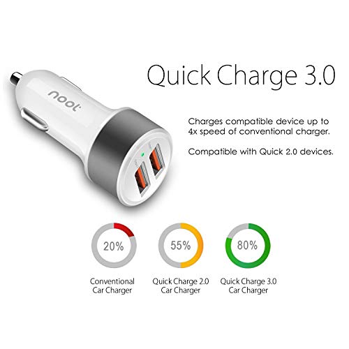 noot products car Charger for Moto Z4/G7(Power, Play, Plus) Z3 Play/G6/G6 Plus/Z2 Force/Z2 Play/X4/Moto Z-36W Quick Charge 3.0 Two-Port USB Adapter with 6ft USB Type C to A Fast Charging Cable Cord
