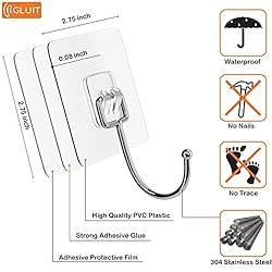 GLUIT Adhesive Hooks Heavy Duty 22 lbs Robe Towel