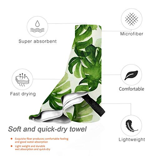 Microfibre-towel-lightweight-travel-beach-towel-Extra-large-quick-drying-camping-towel-Premium-gym-towels-for-swimming-yoga-Highly-absorbent-fast-dry-Watercolortropical-Monstera-Palm-Leaf
