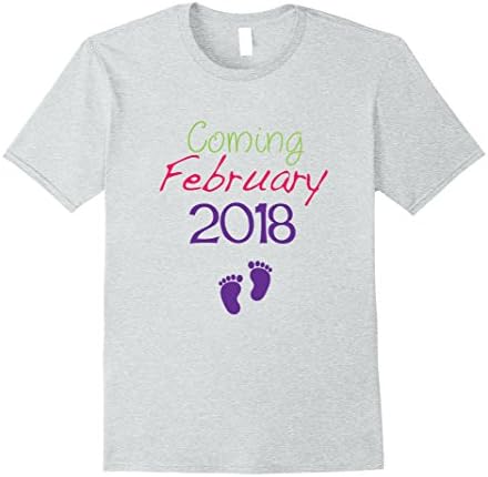 Mens Coming February 2018 Pregnancy Announcement T-Shirt 2XL Heather Grey