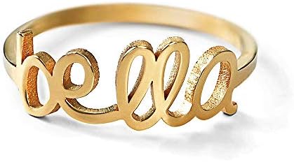 PEIMKO 925 Sterling Silver Personalized Name Ring - Custom Made with Any Name Size 6-12"- Gift for Mothers Her