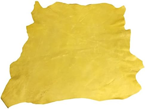 Genuine Craft Leather Hides - Top Quality Lambskin - Spanish Full Skins - Yellow Color - 8 sq ft - 2 oz avg Thickness – Waxy Rustic Finish – Real Sheepskin Material – Soft Upholstery Fabric
