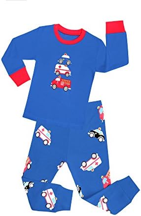 Boys Ambulance Cars Pajamas Sets Children Long Sleeve 100% Cotton Sleepwear Size 2-7 Years (1-2 Years)