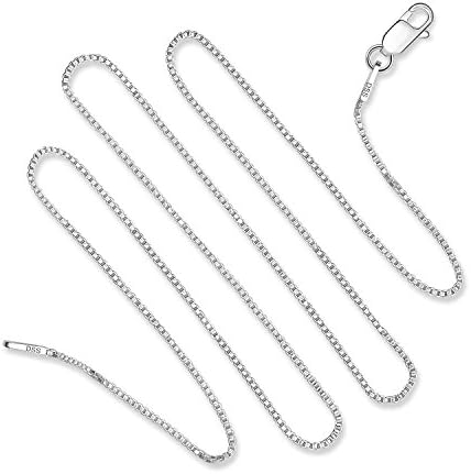 925 Sterling Silver .8MM Box Chain - Italian Necklace - Super Thin & Strong - FREE Gift w/Order 16" - 30"