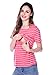 Bearsland Maternity Women's Striped Short Sleeves Maternity Nursing Top Pink Size M