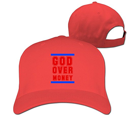 Unisex God Over Money Adjustable Snapback Trucker Cap Red One Size