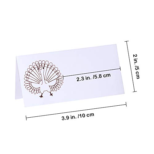 Supla 100 Pcs Thanksgiving Place Cards with Turkey Design Table Name Cards Escort Cards Guest Seating Number Cards Food Buffet Cards 3.9" x 2" Folded for Thanksgiving Dinner Table Setting