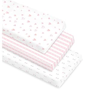 Cambria Baby 100% Organic Cotton Changing Pad Covers or Cradle Sheets with Reinforced Safety Strap Holes. Soft, Pre…