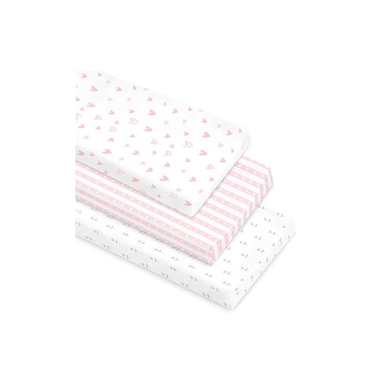 Cambria Baby 100% Organic Cotton Changing Pad Covers or Cradle Sheets with Reinforced Safety Strap Holes. Soft, Pre…