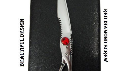 ZZZRT ZD-5567 6" New Polish High Quality J2 Japanese Steel Professional Razor Edge Titanium Hairdressing Scissor Shear With Red Diamonds Screw + FREE Scissor Pouch & Free Scissor Pouch