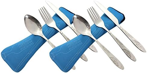 MayULike Camping Cutlery Utensils Set of Military Grade Stainless Steel Fork, Spoon and Knife